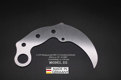 Rohling Messer Model 25 / 230mm Poliert Messerbau Messerstahl Jagdmesser