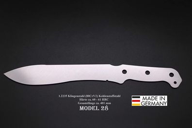 Rohling Messer Model 28 / 401mm Poliert Messerbau Messerstahl Jagdmesser