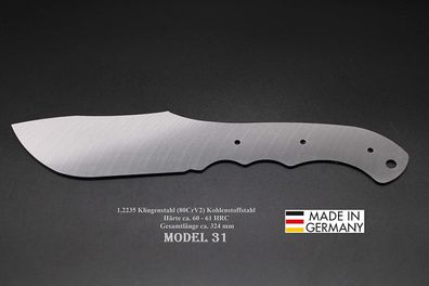 Rohling Messer Model 31 / 324mm Poliert Messerbau Messerstahl Jagdmesser