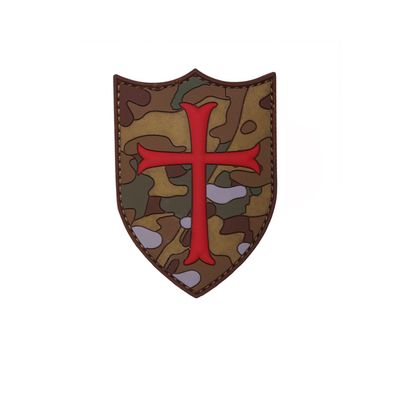 3D Rubber Crusader Mulit Tarn Patch Krieger Ritter Schutzschild 6 x 9 cm#26992
