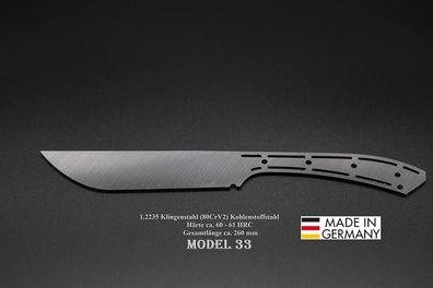 Rohling Messer Model 33 / 260mm Poliert Messerbau Messerstahl Jagdmesser