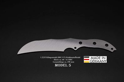 Messer Model 5 / 258mm Poliert Messerbau Messerstahl Jagdmesser