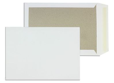 125 Papprückwandtaschen Weiß 250x353 mm (DIN B4) mit Haftklebung