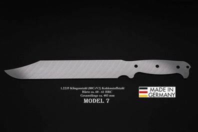 Rohling Messer Model 7 / 403mm Poliert Messerbau Messerstahl Jagdmesser