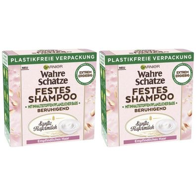 165,25EUR/1kg 2 x Garnier Wahre Sch?tze Festes Shampoo Hafermilch Haarshampoo 60g