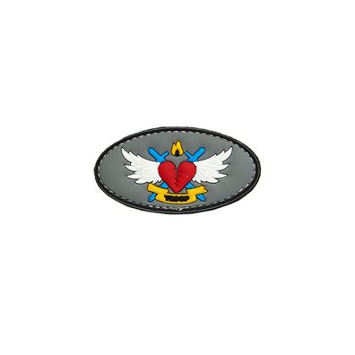 3D Rubber Love Trooper Patch Herz Flügel Wappen Alfashirt 3 x 6 cm#26966