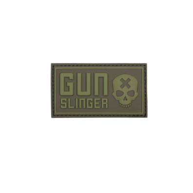 3D Rubber Gun Slinger Patch Alfashirt Airsoft Pistole Skull Held 4 x 7 cm#26972