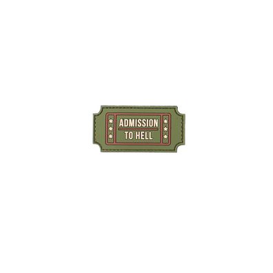 3D Rubber Admission to Hell Patch Oliv Airsoft Teufel Softair 3 x7 cm#26907