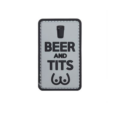 3D Rubber Patch Beer and Tits Party Disco Bier Frau Mann Liebe 4x6cm #27104