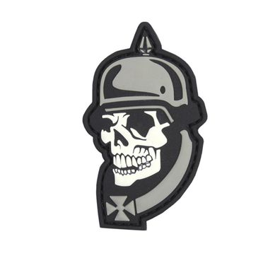3D Rubber Patch WW1 Skull Totenkopf Militär Armee Kreuz 6x3cm #32668