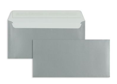 100 Briefumschläge Silber 114x229 mm (DIN C6/5) mit Haftklebung