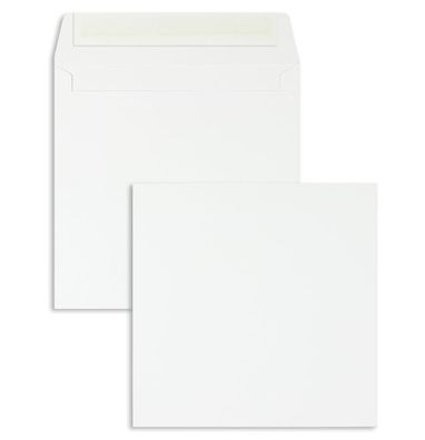 100 Briefumschläge Weiß (Hochweiß) 165x165 mm mit Haftklebung