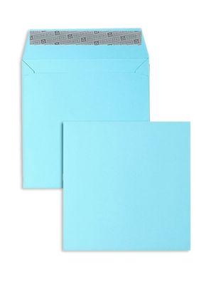 100 Briefumschläge Blau (Hellblau) 160x160 mm mit Haftklebung