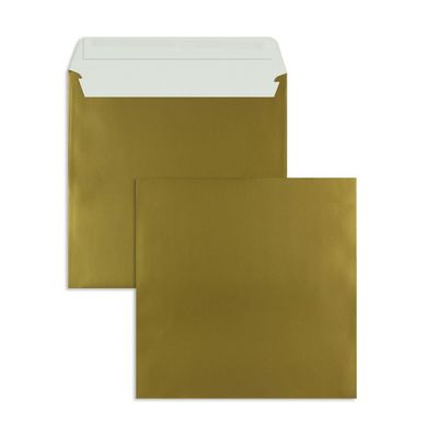 100 Briefumschläge Gold (Metallic) 220x220 mm mit Haftklebung