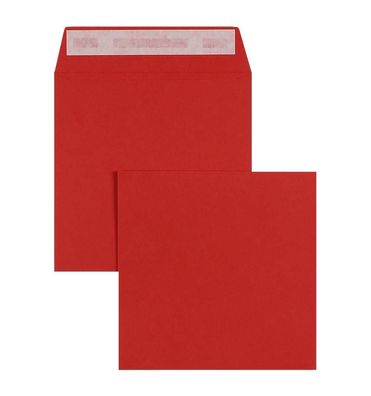 100 Briefumschläge Rot (Intensivrot) 220x220 mm mit Haftklebung