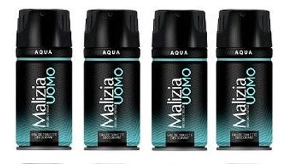 Malizia Uomo Aqua Deo 4 x 150ml Deodorant Eau de Toilette Spray