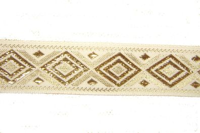 Brokatband gemustert geometrisch hochwertig weiß goldglitzernd 2,3 cm breit je 1 m