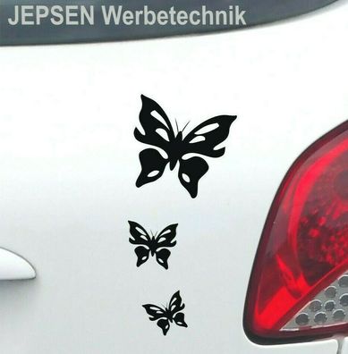 Autoaufkleber Schmetterlinge 3er Set S11 in 4,5 und 10cm Farbwunsch Fun Sticker