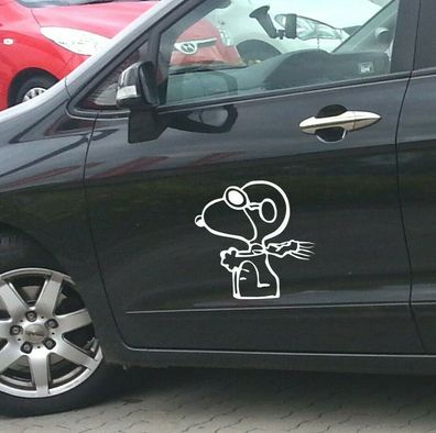 Autoaufkleber Snoopy 20x19cm Fahrer Pilot S4 ML oder MR Aufkleber Wunschfarbe