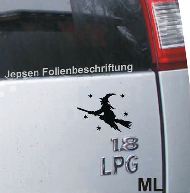 Aufkleber Hexe 12cm S9 mit Sternchen ML oder MR in Wunschfarbe Sticker Auto