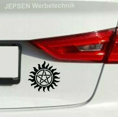 Aufkleber Supernatural 9cm S067 in Wunschfarbe Auto Pentagramm Teufelsfalle