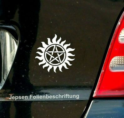 Aufkleber Supernatural 12cm S067 in Wunschfarbe Auto Pentagramm Teufelsfalle