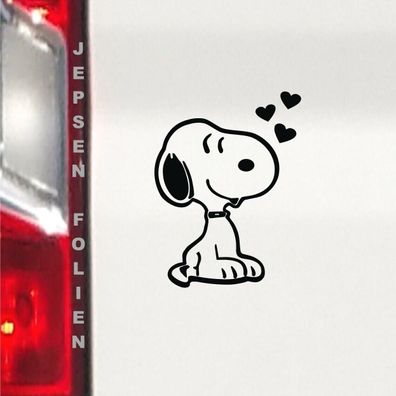 Aufkleber Snoopy verliebt mit Herzen 10cm S101 MR Farbwahl für Auto Laptop Möbel