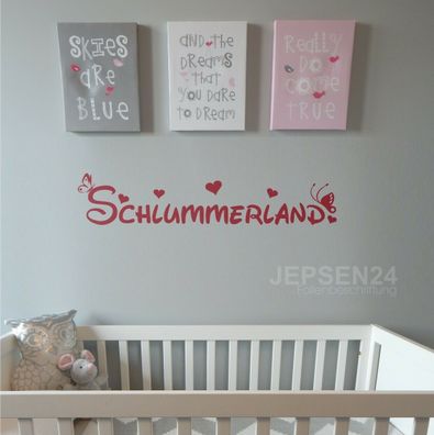 Wandtattoo Schlummerland Schmetterlinge W03 100cm für Schlafzimmer Farbauswahl