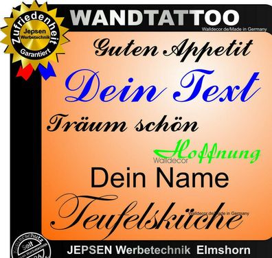 Aufkleber Text Name bis 100cm Wunschtext Wandtattoo mit Schrift und Farbwahl