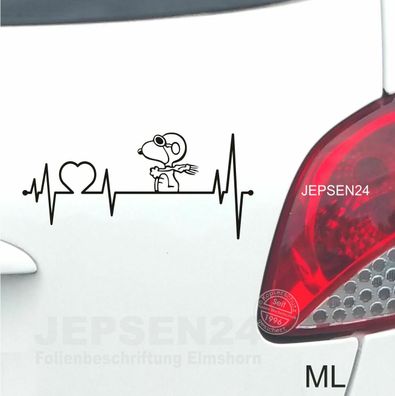 Snoopy Aufkleber Herzschlag Baron S151 / 18cm ML oder MR in Farbe nach Wunsch