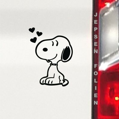 Aufkleber Snoopy verliebt mit Herzen 10cm S101 Farbwahl für Auto Laptop Möbel