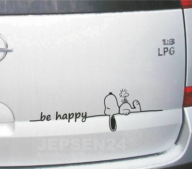 be happy Aufkleber Snoopy schlafend + Woodstock - 35x11cm S156 / 156a Farbauswahl