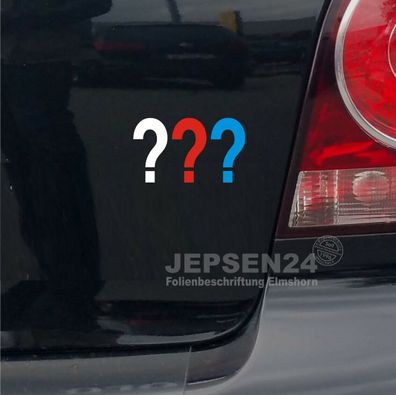 Drei Fragezeichen Aufkleber 7x4cm S076 für Auto Notebook Handy - Weiß Rot Blau