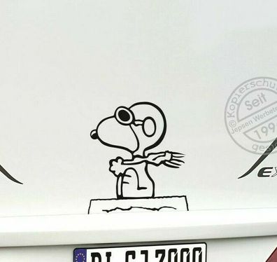 Autoaufkleber Snoopy Baron 35x32cm CW07 Pilot ML oder MR Aufkleber Wunschfarbe