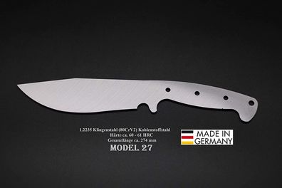 Rohling Messer Model 27 / 274mm Poliert Messerbau Messerstahl Jagdmesser