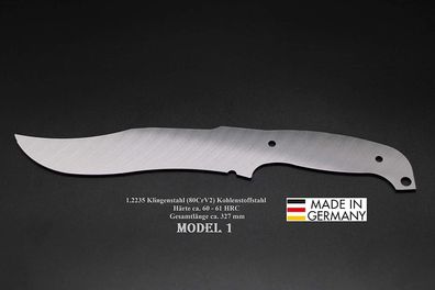 Model-1 327mm Poliert/ Messerbau Rohling Messerstahl Messerklinge Klingenrohling