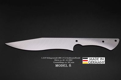Rohling Messer Model 8 / 365mm Poliert Messerbau Messerstahl Jagdmesser
