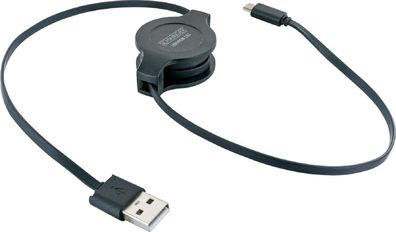 Schwaiger LKR090M 533 flaches ausziehbares Micro-USB Sync/ Ladekabel (0,9 m) schwarz