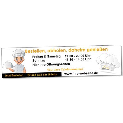 Banner Spannband Werbebanner Gastronomie Gr. 3 x 1m - Bestellen, abholen daheim genie