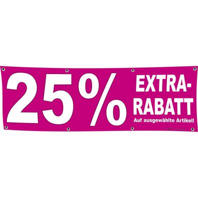 Banner Werbebanner - 25 % Extra Rabatt - 3x1m - Spannband für Ihren Werbeauftritt /
