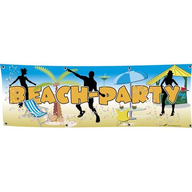 Banner Werbebanner - Beach Party - 3x1m - Spannband für Ihren Werbeauftritt / Bedruc