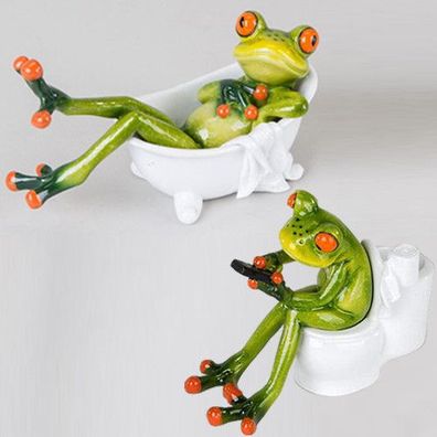 Formano Frosch in Badewanne oder auf Toilette Deko grasgrün Kunststein NEU