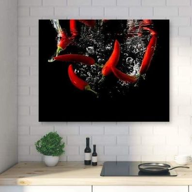 Wandbild für Küche & Esszimmer | Rote Chilli | Leinwandbild in 5 Grössen | XXL
