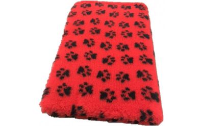 Vet Bed Hundedecke Hundebett Schlafplatz 150 x 100 cm rot schwarze Pfoten