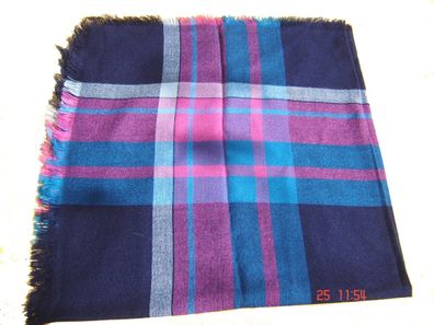 Winter Tuch weich geometrisch Karo blau lila pink Vintage Kopftuch Tuch 80x80cm Zp
