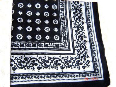 Trachtentuch klassisches Muster schwarz weiß Baumwolle 65x65cm schönes Kopftuch Zp