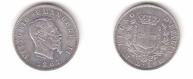 1 Lire Silber Münze Italien 1867 M (109262)