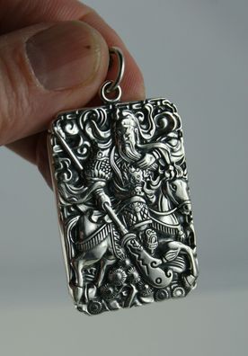 990 Sterling Silber Anhänger chinesisches Motiv Amulett Kette