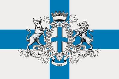 Fahne Flagge Marseille mit Wappen Premiumqualität