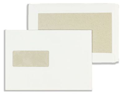 125 Papprückwandtaschen Weiß 162x229 mm (DIN C5) mit Haftklebung